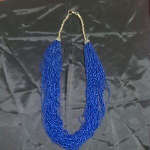 Multi-strand Blue Seedbead Necklace
